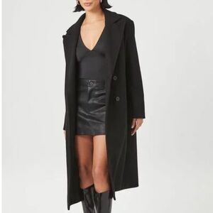 Black Double-Breasted Longline Coat